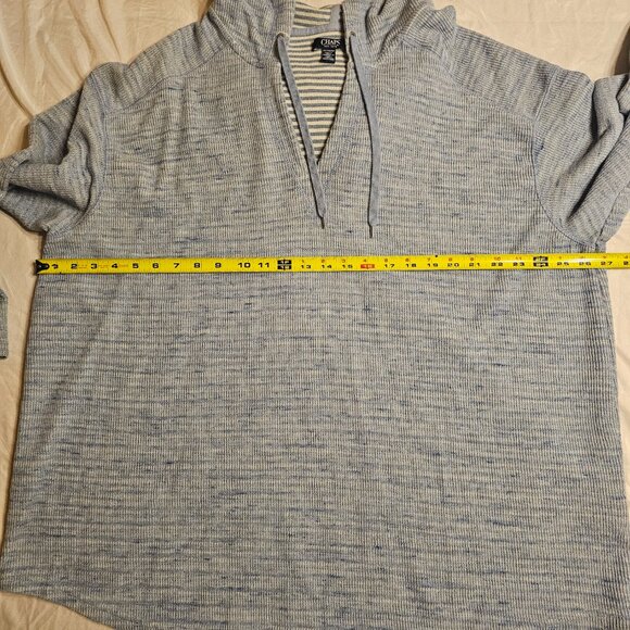 Chaps Womens Thermal Hoodie, 2X, Blue - Picture 6 of 12